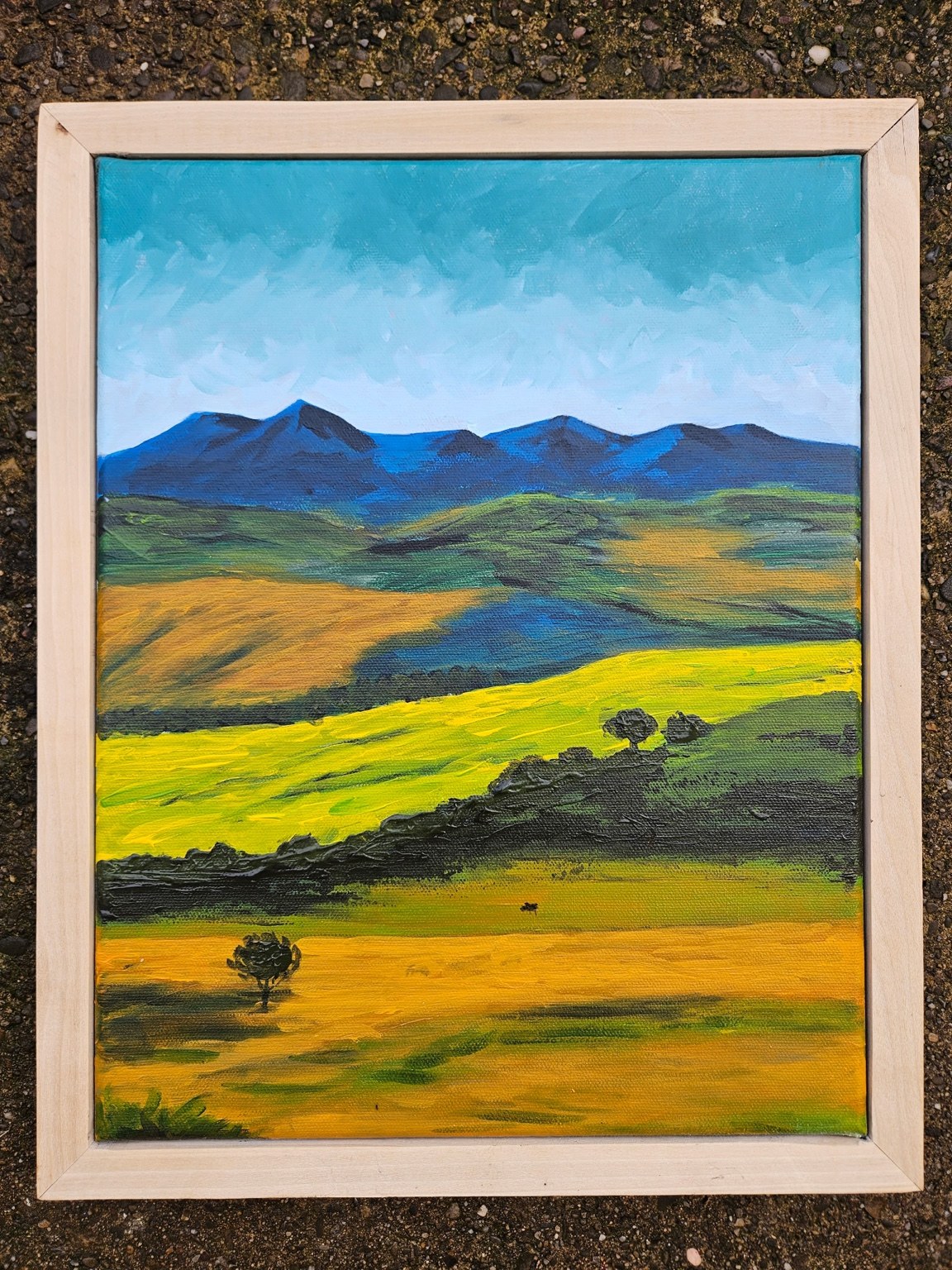 Mountain valley painting by Amber Thaman