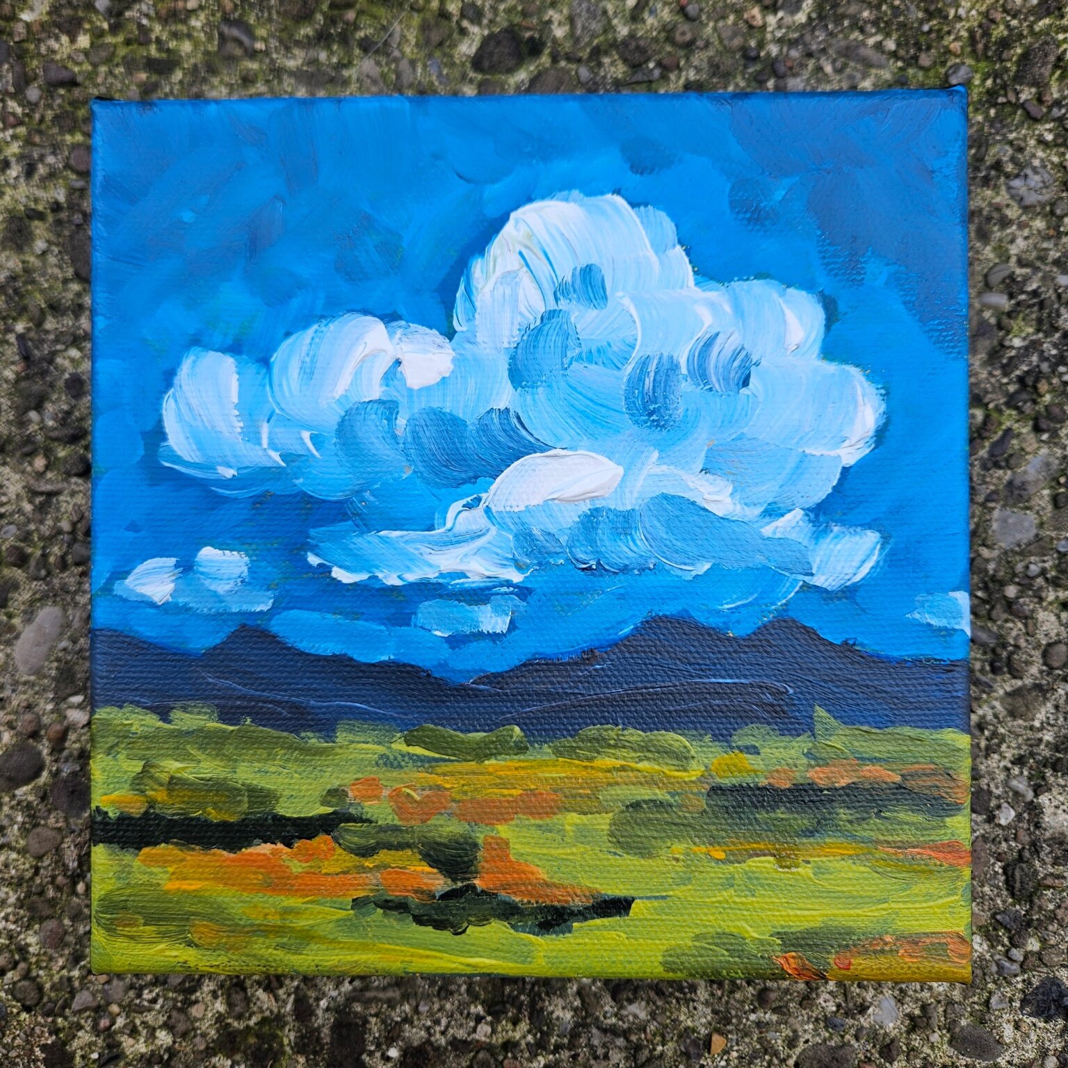 Something Up Above, 6 by 6 acrylic painting by Amber Thaman